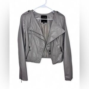 Therapy Beige Faux Leather Jacket for Women size Medium